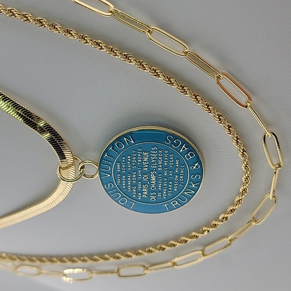 LV Trunks and Bags Zipper Pull Charm Teal Gold - Picture 4 of 8